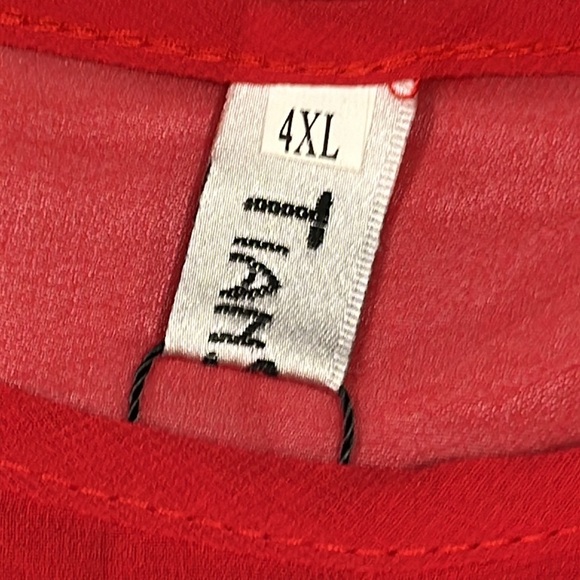 Coquette lolita RED chiffon SHEER blouse short flutter sleeves gem BOW TIE shirt - Picture 4 of 16